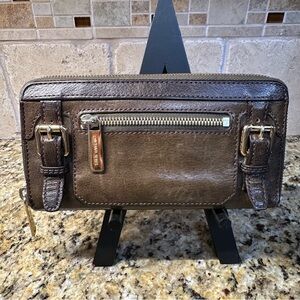 Michael Kors Brown Leather Zip Around Wallet